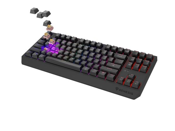 GENESIS herní klávesnice THOR 230/ TKL/ RGB/ Outemu Panda/ Bezdrátová USB + Bluetooth/ US layout/ Černá 