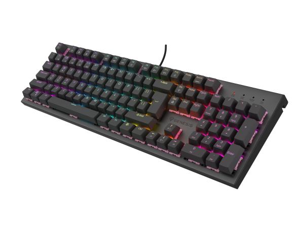 GENESIS mechanická herná klávesnica THOR 303/ RGB/ Outemu Red/ Drôtová USB/ US layout/ Čierna 