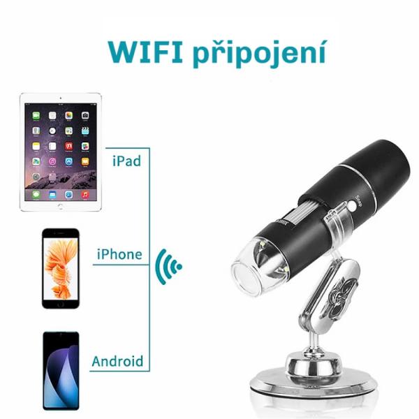 W-Star Digitálny mikroskop WIFI MW1000S, HD 1000x, prísvit stojan čierna iOS Win, Inskam