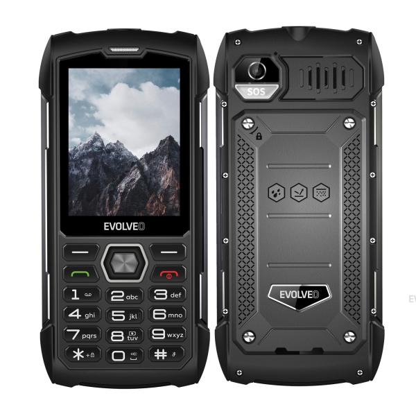 EVOLVEO StrongPhone H1, vodotesný odolný Dual SIM telefón, čierna-šedá