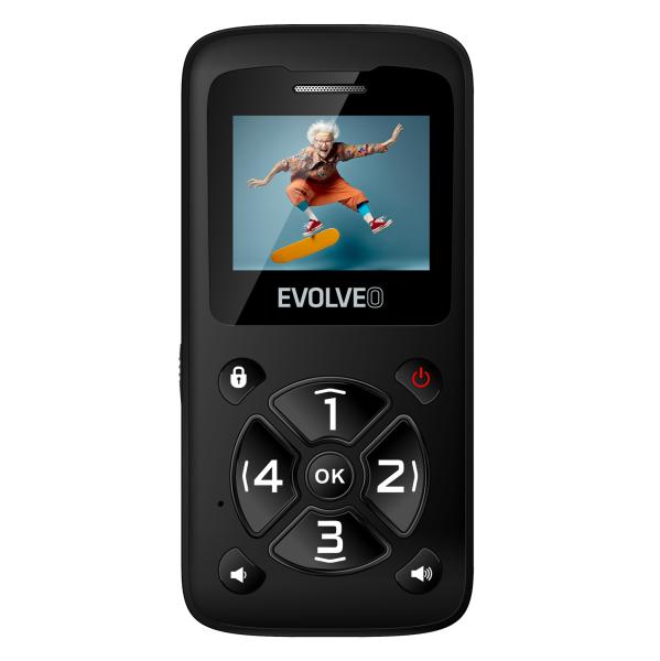 EVOLVEO EasyPhone ID, mobilný telefón pre seniorov, čierna 