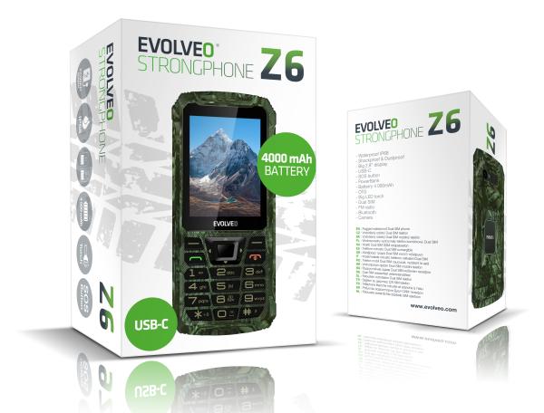 EVOLVEO StrongPhone Z6, vodotesný odolný Dual SIM telefón, lovecká kamufláž 