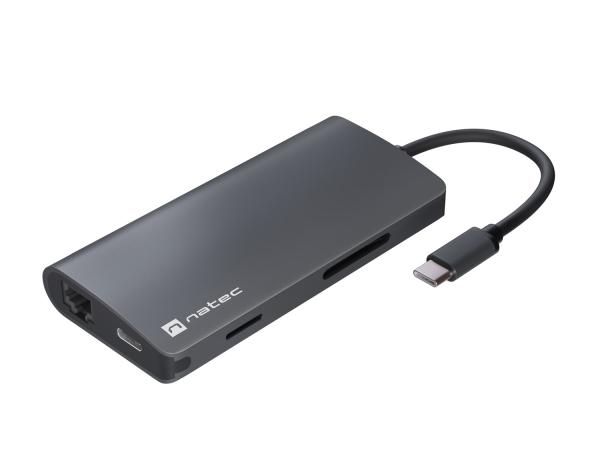 Natec multiport adaptér FOWLER 2 3X USB 3.0 HUB, HDMI 4K, USB-C, RJ45, SD, MICRO SD 