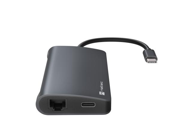 Natec multiport adaptér FOWLER 2 3X USB 3.0 HUB, HDMI 4K, USB-C, RJ45, SD, MICRO SD 