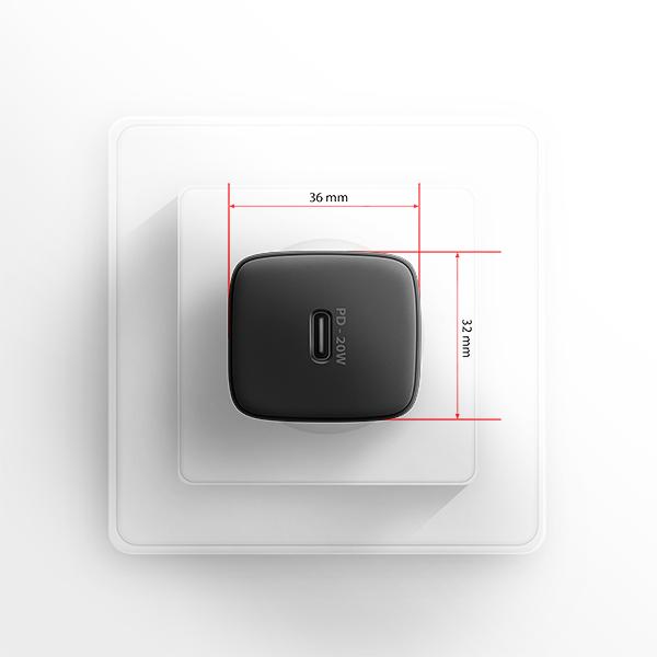 AXAGON ACU-PD20, nabíjačka do siete 20W, 1x port USB-C, PD3.0/ PPS/ QC4+/ AFC/ Apple, čierna 