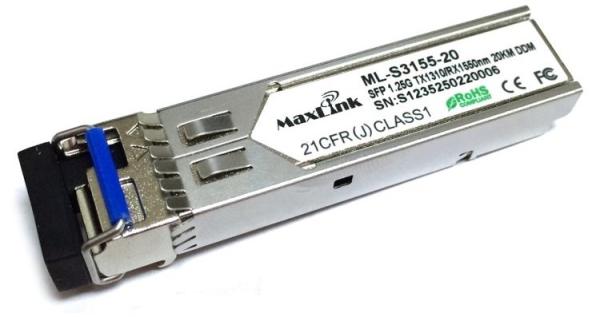 MaxLink 1.25G SFP optický modul, WDM (BiDi), SM, Tx 1310/ Rx1550nm, 3km, 1x LC konektor, DDM