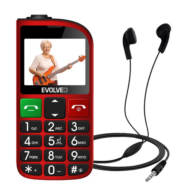 EVOLVEO EasyPhone FL, mobilný telefón pre seniorov s nabíjacím stojanom, červená 