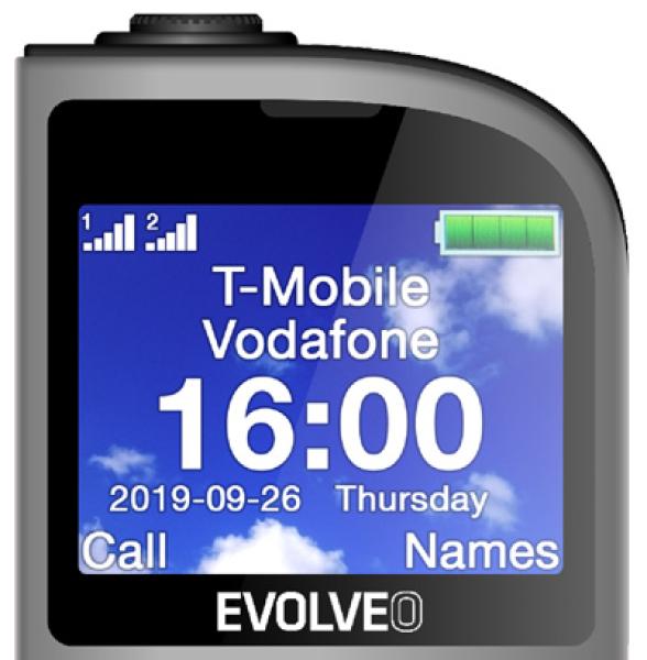 EVOLVEO EasyPhone FL, mobilný telefón pre seniorov s nabíjacím stojanom, strieborná 