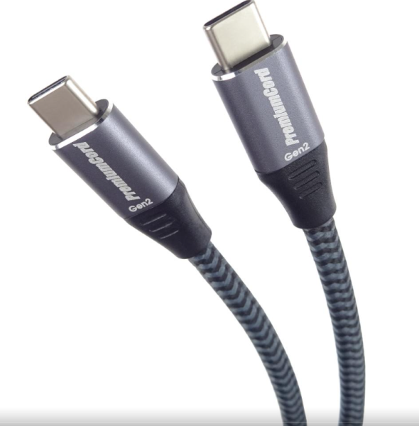 PremiumCord USB-C kábel (USB 3.2 GEN 2x2, 5A, 100W, 20Gbit/ s) bavlnený oplet, 3m