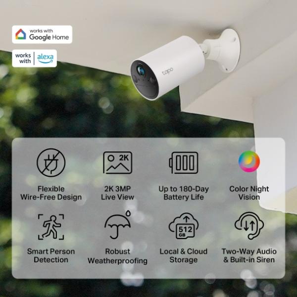 Tapo C410 Smart Wire-Free In/ Outdoor Security Cam. 