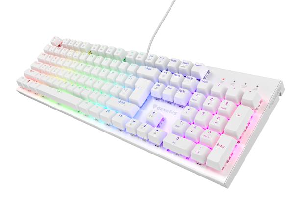 Genesis herná mechanická klávesnica THOR 303/ RGB/ Outemu Brown/ Drôtová USB/ US layout/ Biela 