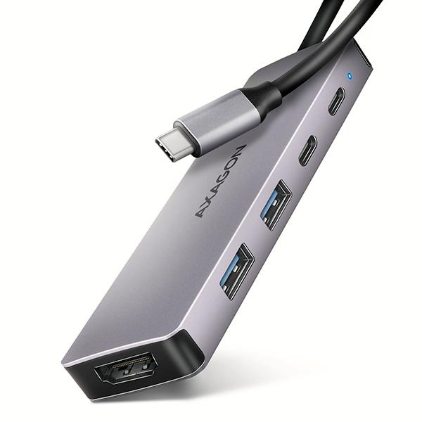 AXAGON HMC-5H60, USB 5Gbps húb, porty 2x USB-A, 1x USB-C, HDMI 4k/ 60, PD 100W, kábel USB-C 15cm