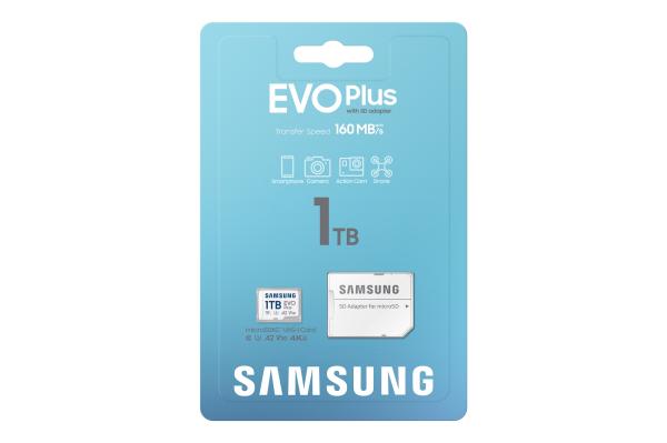 1 TB . microSDXC karta Samsung EVO Plus + adapter ( trieda U3, V30, A2 ) 