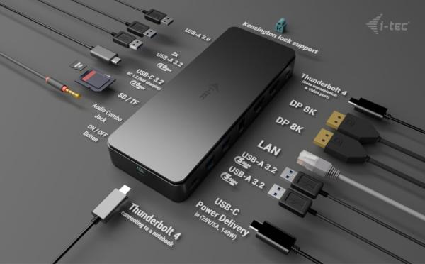 i-tec Thunderbolt4 2x Display Docking Station Gen3, 7x USB, 2.5 GLAN, PowerDelivery 92 W 