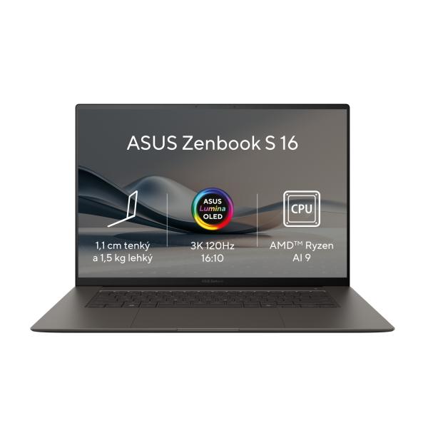 ASUS Zenbook S 16 OLED/ UM5606WA/ AI9-HX370/ 16"/ 2880x1800/ T/ 32GB/ 1TB SSD/ AMD int/ W11P/ Gray/ 2R