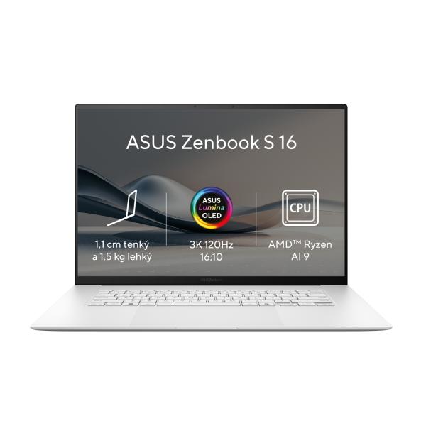 ASUS Zenbook S 16 OLED/ UM5606WA/ AI9-HX370/ 16"/ 2880x1800/ T/ 32GB/ 2TB SSD/ AMD int/ W11P/ White/ 2R