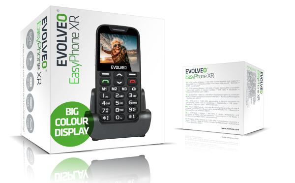 EVOLVEO EasyPhone XR, mobilný telefón pre seniorov s nabíjacím stojanom, čierna 