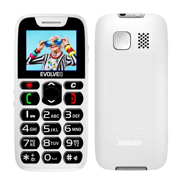 EVOLVEO EasyPhone, mobilný telefón pre seniorov s nabíjacím stojanom, biela