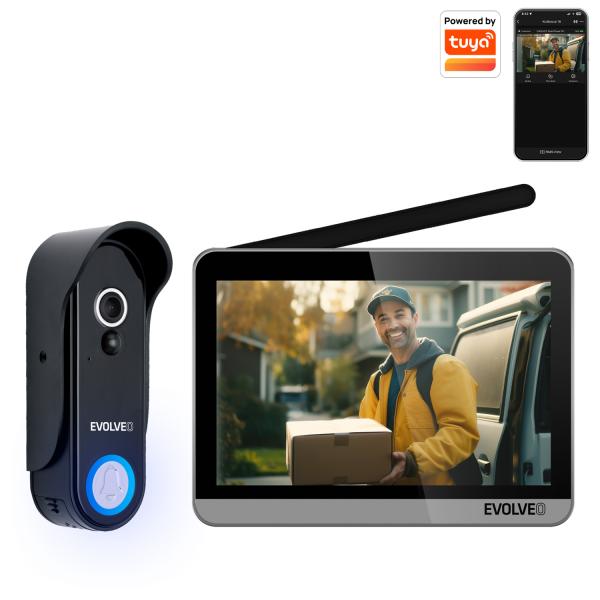 EVOLVEO DoorPhone W7, Sada domáceho bezdrôtového videotelefónu s WiFi čierny strieborný monitor