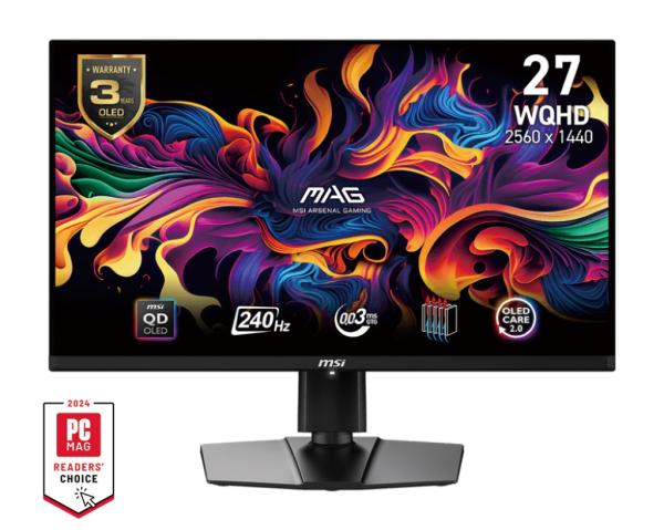 MSI MAG/ 271QPX E2/ 26, 5"/ QD-OLED/ QHD/ 240Hz/ 0, 03ms/ Black/ 2R