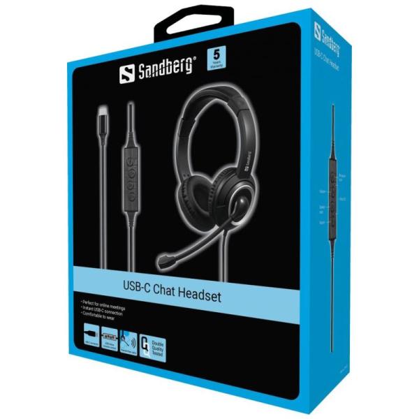 Sandberg PC slúchadlá USB-C Chat Headset 