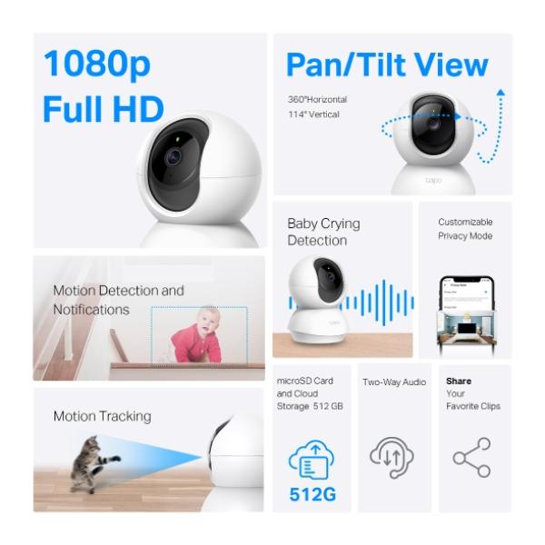 Tapo C200C Pan Tilt Home Security Wi-Fi Camera 