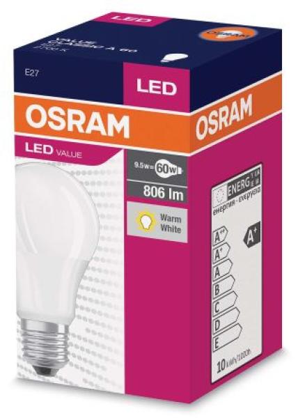 Osram LED žiarovka E27 9, 5 W 2700K 806lm VALUE A60-klasik matná 