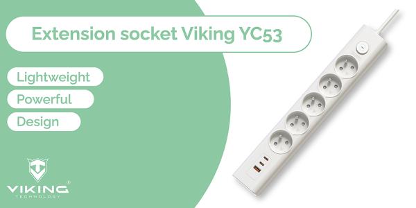 Predlžovacia zásuvka Viking YC53, čierna 