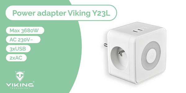 Sieťový adaptér VIKING Y23L, čierna 