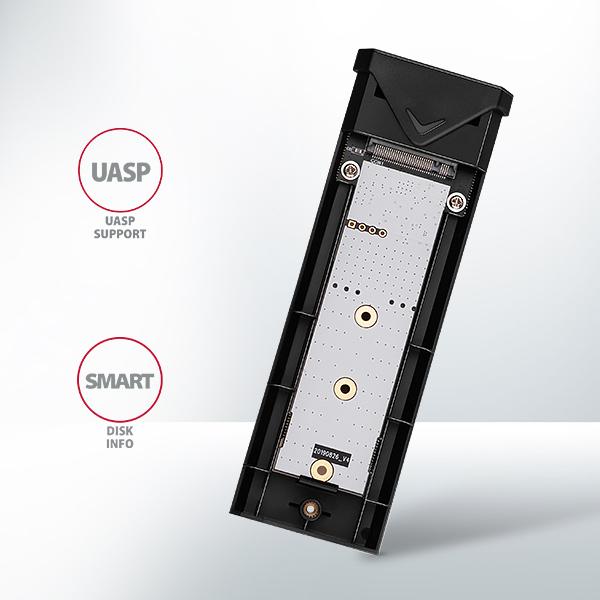 AXAGON EEM2-UB2, USB-C 10Gbps - M.2 NVMe SSD ARROW box, čierny 