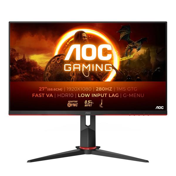 AOC MT VA LCD WLED 27" 27G2ZN3/ BK - VA panel,  1920x1080,  280Hz,  2xHDMI,  DP,  repro,  pivot