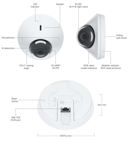 Ubiquiti UniFi Video Camera G4 DOME  (4MP, 2688*1512/24sn)  