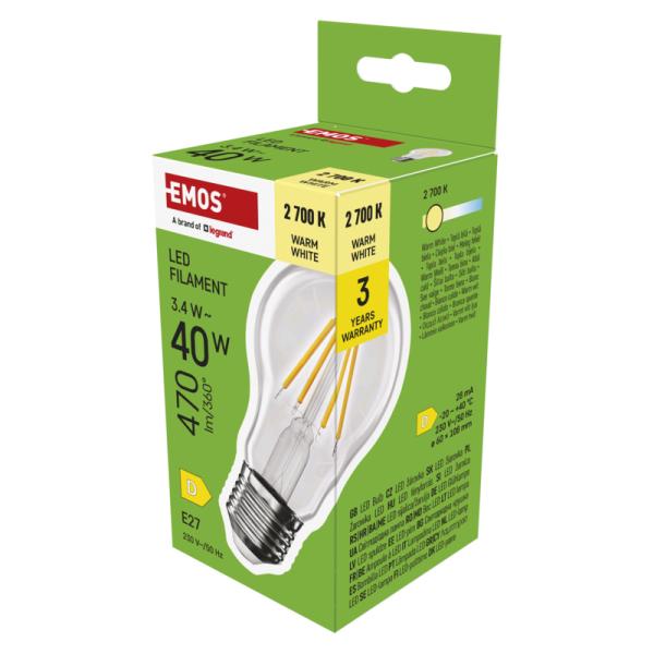 EMOS LED FLM A60 3, 4 W (40 W) 470lm E27 WW 