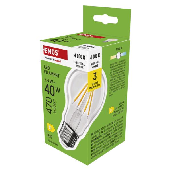 EMOS LED FLM A60 3, 4 W (40 W) 470lm E27 NW 