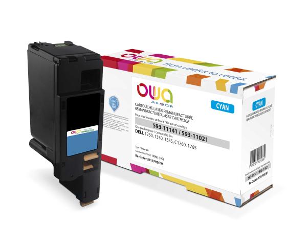 OWA Armor toner pre DELL 1250,  1350,  1355,  C1760,  C1765,  1400 strán,  593-11141,  modrá/ cyan