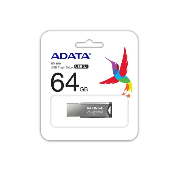 ADATA UV350/ 64GB/ USB 3.1/ USB-A/ Strieborná 