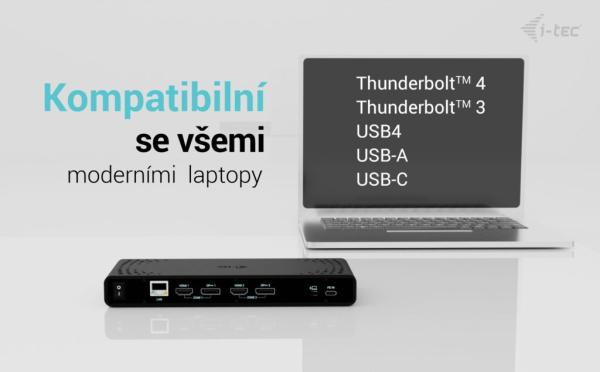 i-tec Universal Dual 4K Display Docking Station, Power Delivery 85W + i-tec USB-C Charger 100W 