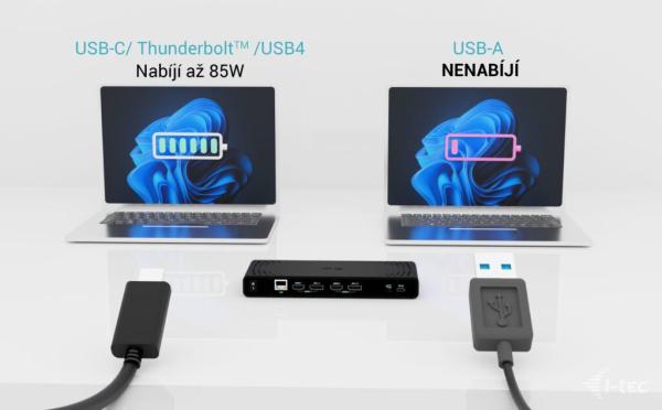i-tec Universal Dual 4K Display Docking Station, Power Delivery 85W + i-tec USB-C Charger 100W 