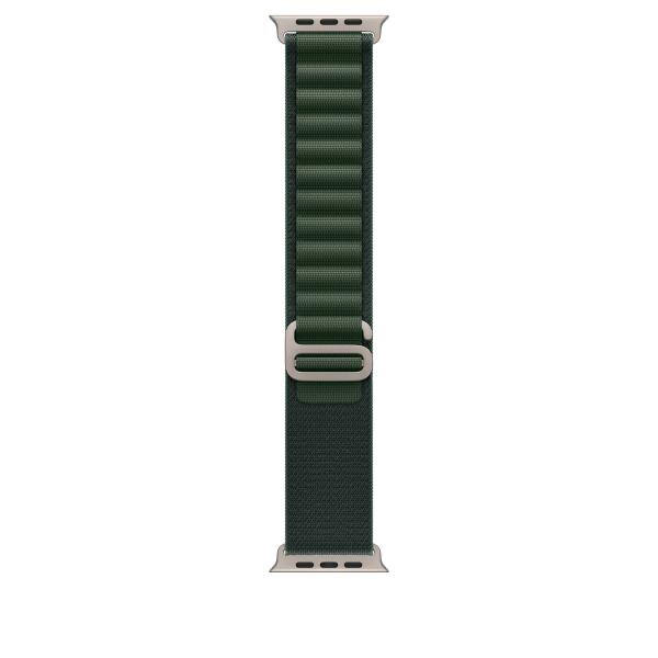 Apple Watch 49mm Dark Green Alpine Loop - Medium - Natural Titanium Finish