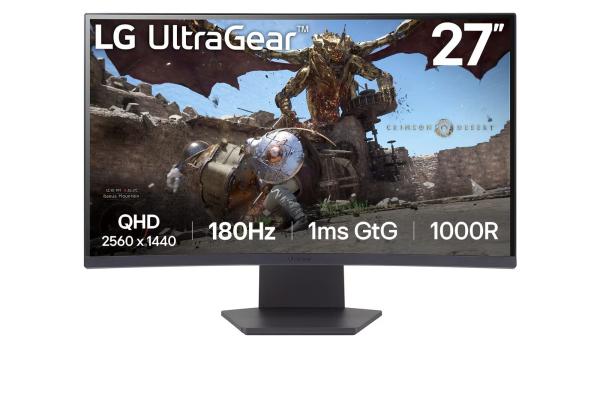 LG MT VA LCD LED 27" 27GS60QC - VA panel,  1ms,  180Hz,  2560x1440,  HDMI,  DP,  zakriven,  AMD freesync,  HDR10,  sRGB 99%