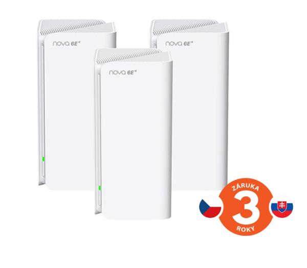 Tenda Nova MX21 Pro (3-pack) WiFi6E AXE5700 Mesh Gigabit systém, 9x GLAN/ GWAN, WPA3, VPN, CZ app