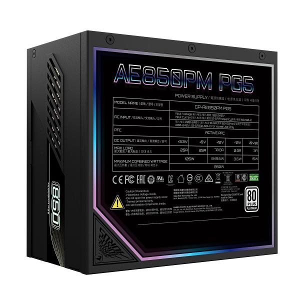 GIGABYTE AORUS ELITE P850W/ 850W/ ATX 3.1/ 80PLUS Platinum/ Modular/ Retail 