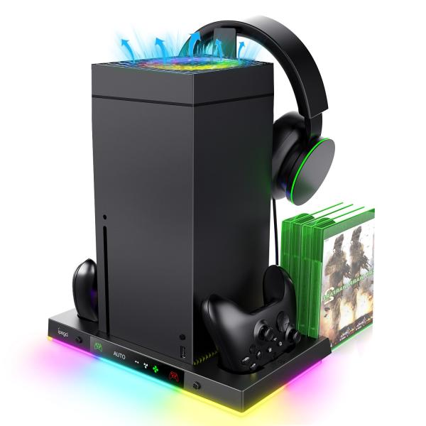 iPega XBX024S Multifunkčný Nabíjací RGB Stojan s Chladením pre Xbox