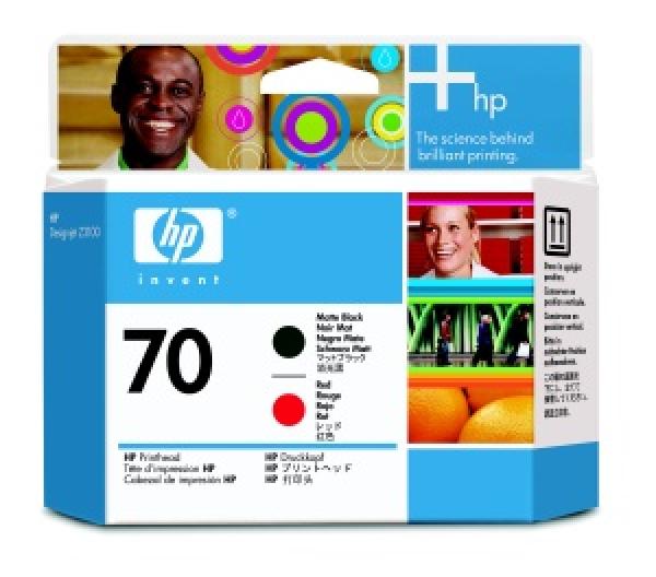 HP No 70 Ink Cart/Matte Black+Red Printh