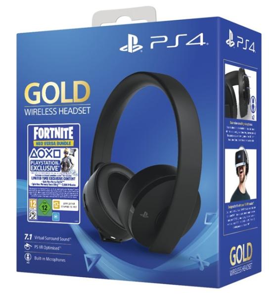 PS4 - Gold Wireless 7.1 headset + Fortnite VCH (2019) 500 V Bucks