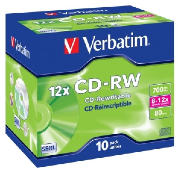 VERBATIM CD-RW(10-Pack)/ Jewel/ 12x/ 700MB
