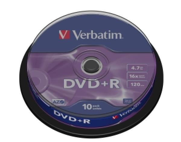 VERBATIM DVD+R(10-Pack)Spindl/ MattSlvr/ 16x/ 4.7GB