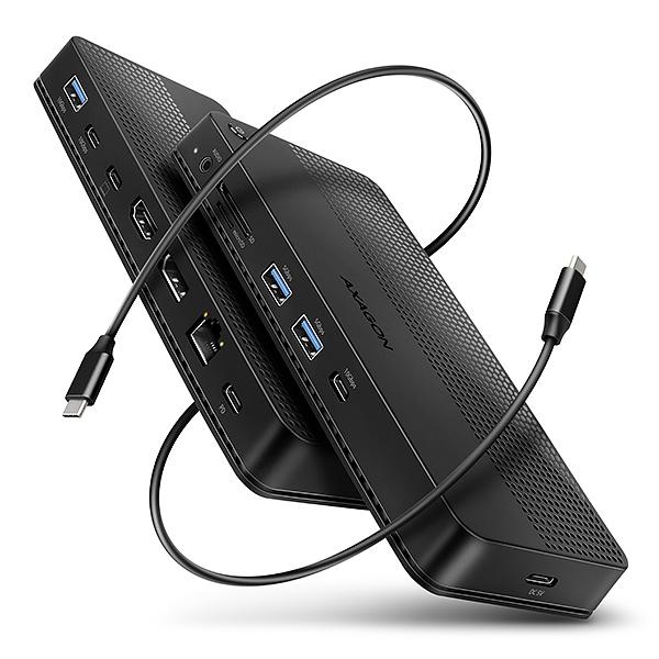 AXAGON HMC-U4, USB4 40Gbps dock, 3x USB-A, 2x USB-C, HDMI & DP 8K/ 30Hz, RJ-45, SD/ mSD, audio, PD100W