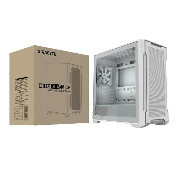 Gigabyte case C102 GLASS ICE, mATX, Mid Tower, white