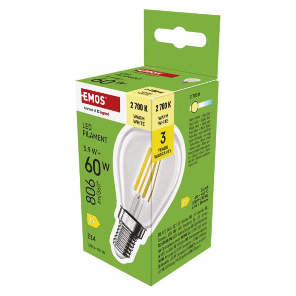 EMOS LED FLM MINI GL 5, 9 W (60 W) 806lm E14 WW